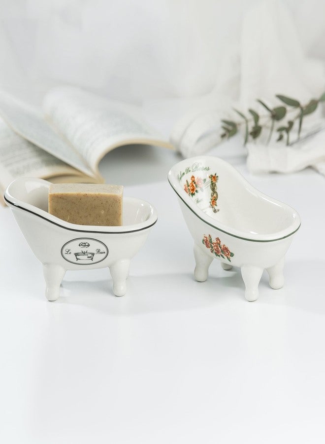 dodococa 1 Piece 5.6" Ceramic Mini Clawfoot Slipper Bathtub Soap Dish Vintage Decortative Soap Dish - Image 3