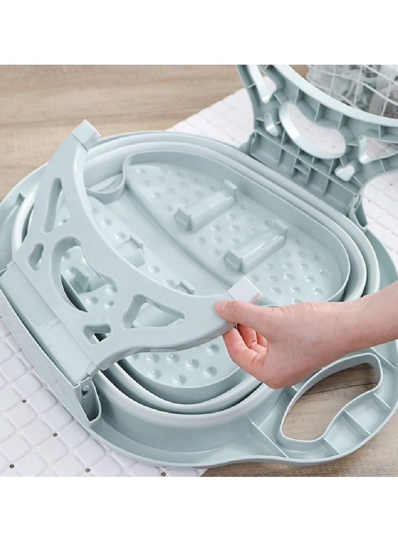 DubaiGallery Soaking Feet Collapsible Foot Soaking Tub Foot Bath Folding Foot Bucket Heel Scrubber Foot Soak Basin Heel Scraper for at Home Spa Pedicures & Soaking Feet Blue - Image 5