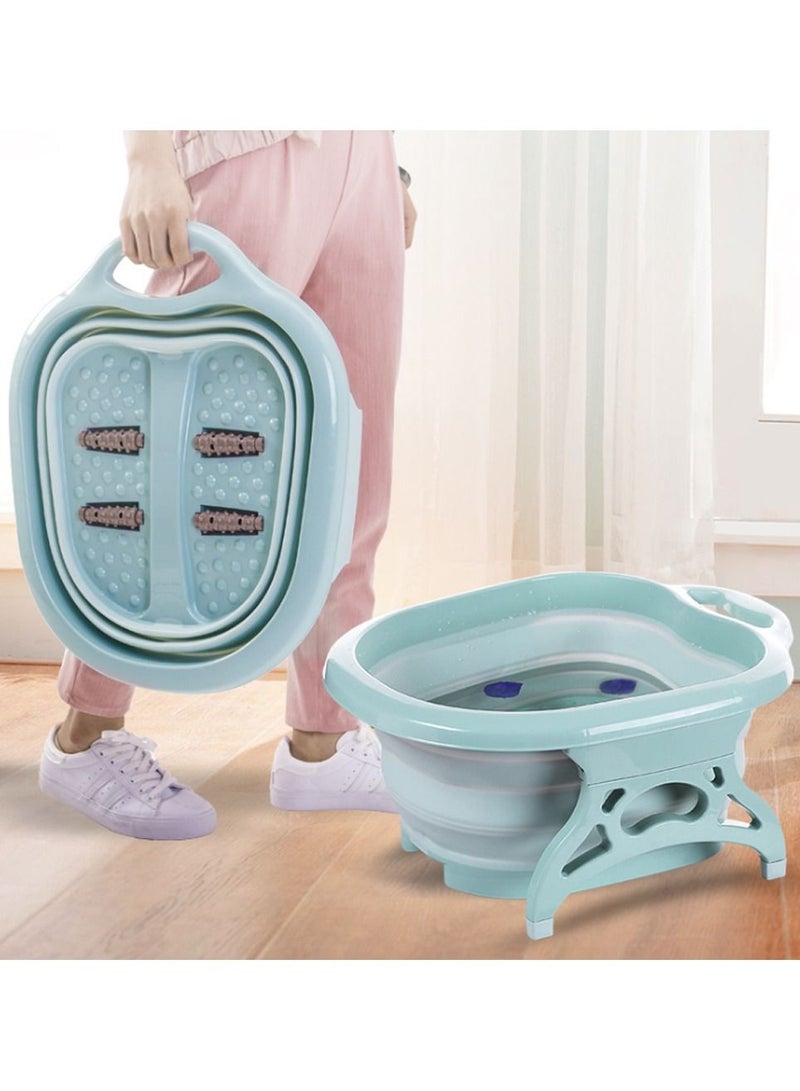DubaiGallery Soaking Feet Collapsible Foot Soaking Tub Foot Bath Folding Foot Bucket Heel Scrubber Foot Soak Basin Heel Scraper for at Home Spa Pedicures & Soaking Feet Blue - Image 4