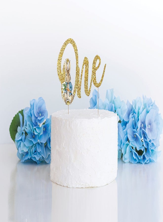 Anniversary House زينة كعكة عيد الميلاد الأول الرسمية من بيتريكس بوتر™ بيتر رابيت™، ذهبية لامعة، مع ملحقات، ورق، أعواد خيزران، زينة كعكة فاخرة، عبوة من قطعة واحدة، J003 - Image 2