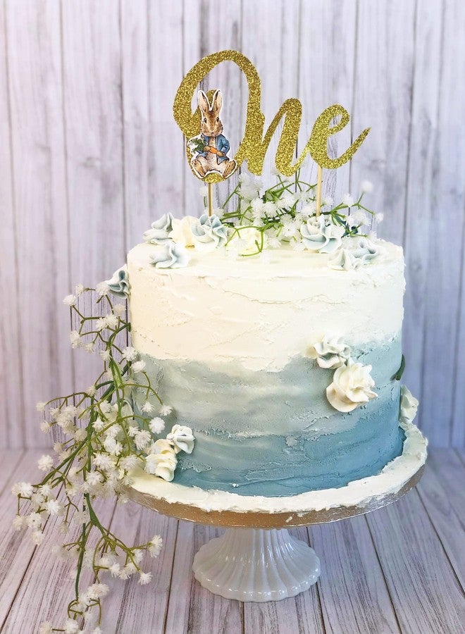 Anniversary House زينة كعكة عيد الميلاد الأول الرسمية من بيتريكس بوتر™ بيتر رابيت™، ذهبية لامعة، مع ملحقات، ورق، أعواد خيزران، زينة كعكة فاخرة، عبوة من قطعة واحدة، J003 - Image 4