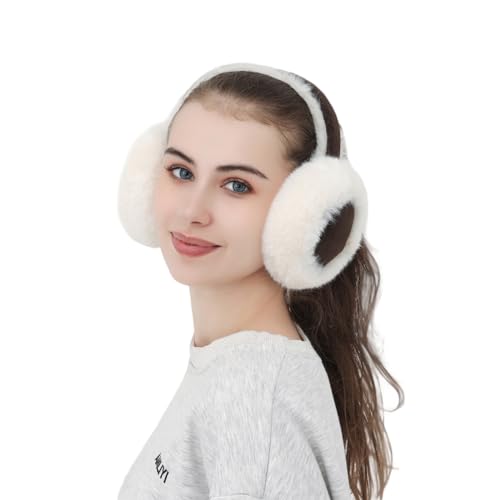 Kedofe Ear Muffs for Winter Women Foldable Fuzzy Cold Outdoor Earmuffs Soft Faux Furry Ear Warmers Covers (Brown-beige) - Image 4
