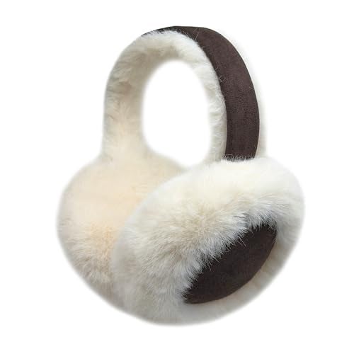 Kedofe Ear Muffs for Winter Women Foldable Fuzzy Cold Outdoor Earmuffs Soft Faux Furry Ear Warmers Covers (Brown-beige) - Image 1