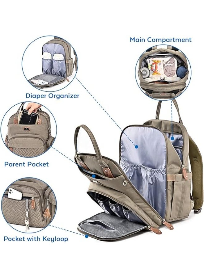 روفالينو حقيبة ظهر لتغيير الحفاضات، حقيبة ظهر كبيرة متعددة الوظائف للأطفال مع حصيرة تغيير محمولة، وحامل لهاية، وأشرطة عربة الأطفال، للأم والأب - Image 3
