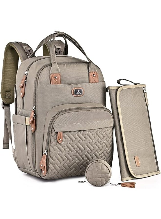 روفالينو حقيبة ظهر لتغيير الحفاضات، حقيبة ظهر كبيرة متعددة الوظائف للأطفال مع حصيرة تغيير محمولة، وحامل لهاية، وأشرطة عربة الأطفال، للأم والأب - Image 1