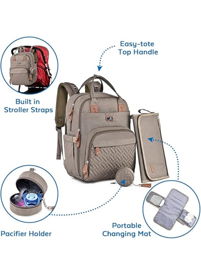 روفالينو حقيبة ظهر لتغيير الحفاضات، حقيبة ظهر كبيرة متعددة الوظائف للأطفال مع حصيرة تغيير محمولة، وحامل لهاية، وأشرطة عربة الأطفال، للأم والأب - Image 2