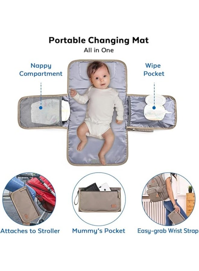 روفالينو حقيبة ظهر لتغيير الحفاضات، حقيبة ظهر كبيرة متعددة الوظائف للأطفال مع حصيرة تغيير محمولة، وحامل لهاية، وأشرطة عربة الأطفال، للأم والأب - Image 5