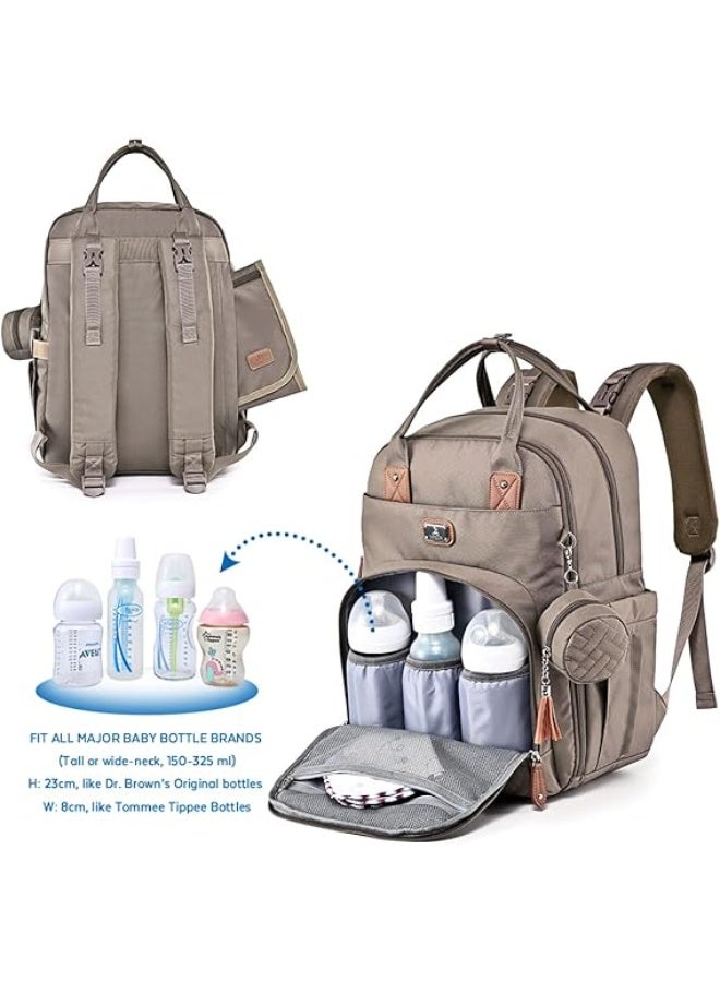 روفالينو حقيبة ظهر لتغيير الحفاضات، حقيبة ظهر كبيرة متعددة الوظائف للأطفال مع حصيرة تغيير محمولة، وحامل لهاية، وأشرطة عربة الأطفال، للأم والأب - Image 4