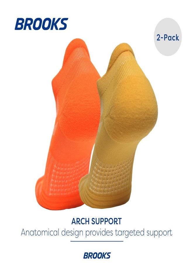 بروكس جوارب بروكس جوست لايت القصيرة | جوارب رياضية عالية الأداء، مريحة مع دعم لقوس القدم للرجال والنساء (عبوة من قطعتين) - لون بني فاتح وبرتقالي فاقع - صغير - Image 3