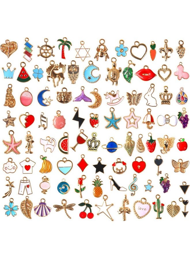 SANNIX 110Pcs Assorted Gold Plated Enamel Pendants Necklace Bracelet Charms For Jewelry Making - Image 1