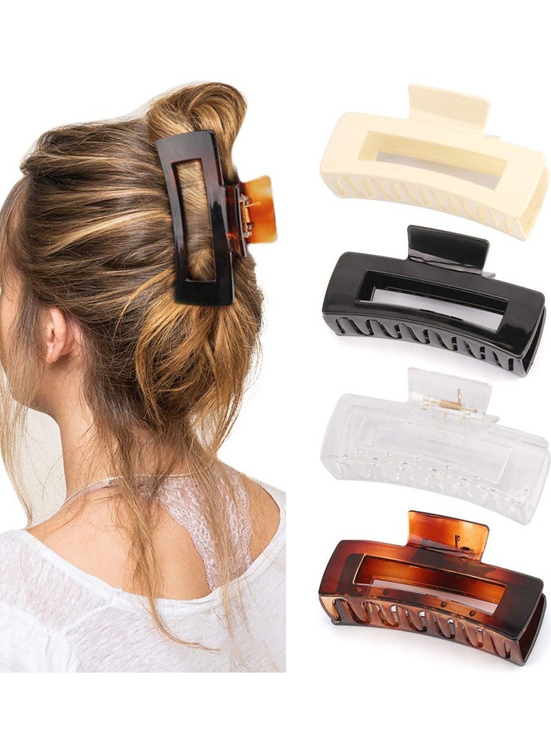 ORiTi مشابك شعر للشعر الكثيف مشابك مخالب الموز المصنوعة من الأكريليك مشابك شعر غير قابلة للانزلاق مشابك فك مستطيلة مشابك شعر كبيرة هدايا للنساء والفتيات 4 قطع - Image 1