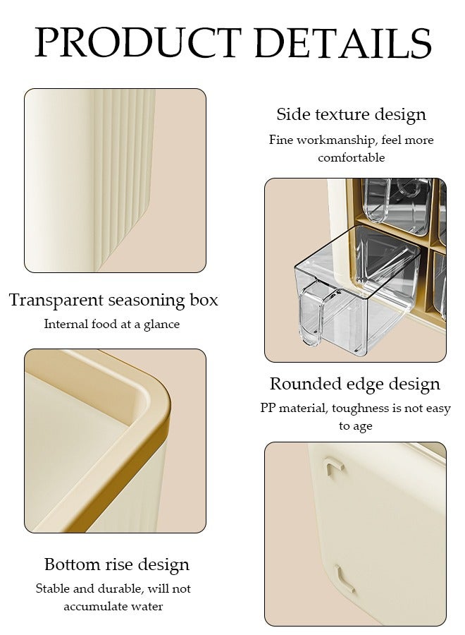 DUNISO Wall Mounted Spice Organizer, Kitchen Countertop Spice Box, Multifunctional Seasoning Container Storage Rack, With 6 Spice Boxes, Dust-Proof And Moisture-Proof, No Need For Drilling Installation, Suitable For Storing Various Seasonings，28.5 * 11 * 18cm - Image 3