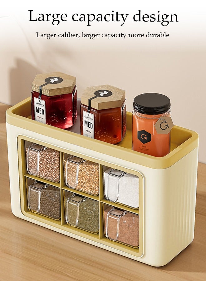DUNISO Wall Mounted Spice Organizer, Kitchen Countertop Spice Box, Multifunctional Seasoning Container Storage Rack, With 6 Spice Boxes, Dust-Proof And Moisture-Proof, No Need For Drilling Installation, Suitable For Storing Various Seasonings，28.5 * 11 * 18cm - Image 4