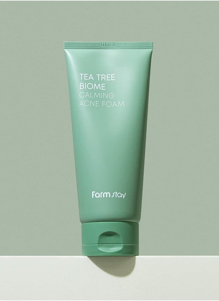 FARMSTAY - FARMSTAY TeaTree Biome Calming Acne Foam - Gentle Daily Facial Cleanser for Sensitive Skin, Korean Skin Care, Hydrating Facial Wash, Acne Free Cleansing Foam, for women & men, 6.08 Fl. Oz / 180ml - Image 1