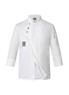 NIBEMINENT Chef Coat Cotton Blend Restaurant Chef Uniform Stylish Chef Uniform with Stand Collar Double-breasted Design for Bakery  - Image 1