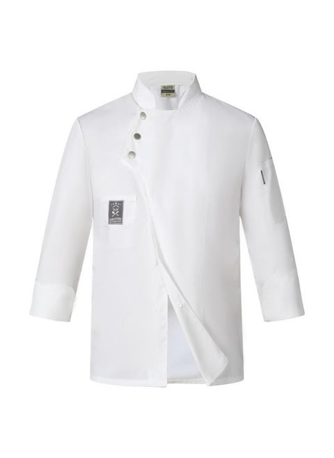 Chef Coat Cotton Blend Restaurant Chef Uniform Stylish Chef Uniform with Stand Collar Double-breasted Design for Bakery