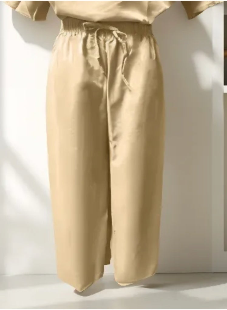 Women's Free Size 2 Piece Outfit Lounge Sets Summer Textured Batwing Sleeve Tops and Wide Leg Pant Set - Image 2