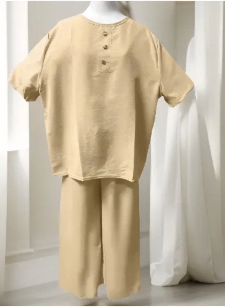 Women's Free Size 2 Piece Outfit Lounge Sets Summer Textured Batwing Sleeve Tops and Wide Leg Pant Set - Image 4