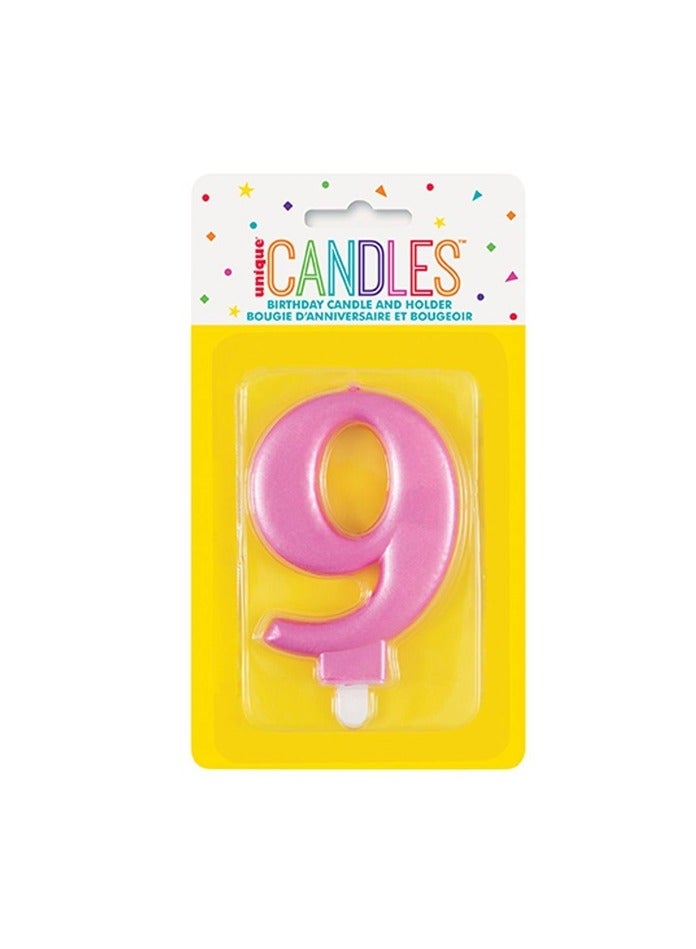 Unique Met Pink Number 9 Birthday Candle - Image 2