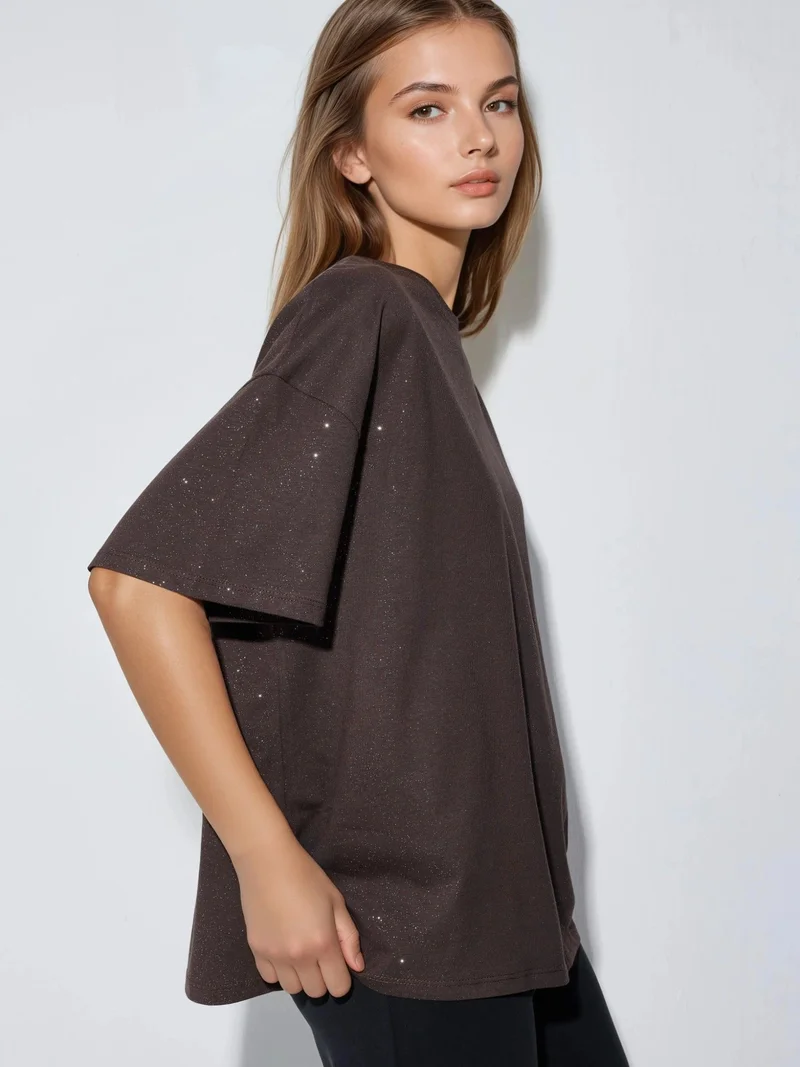بوسيم BUSEM Sequin Crew Neck Short Sleeve T-Shirt