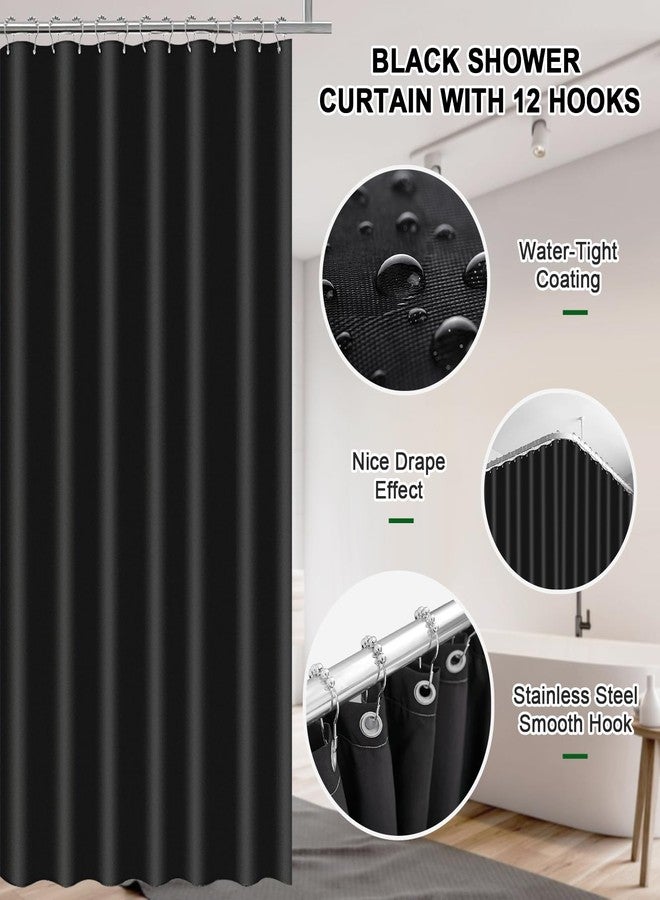 RYTOXILO Black Bathroom Accessories Sets with Shower Curtain and Rugs, 21 Pcs Bath Accessory Set Complete with Trash Can, Plastic Ribbed Soap Dispenser and Toothbrush Holder Set Toilet Brush Holder - Image 5