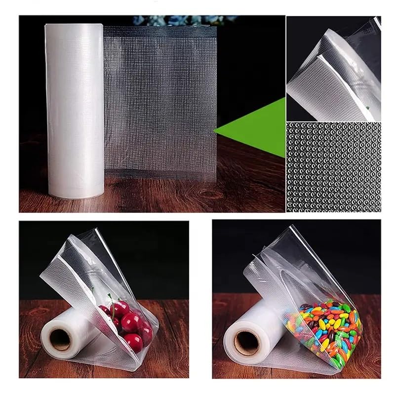 VACUUM PACKERS أكياس تفريغ الهواء من البلاستيك الشفاف بدرجة غذائية 20 سم × 15 متر بسماكة 100 ميكرون - Image 4