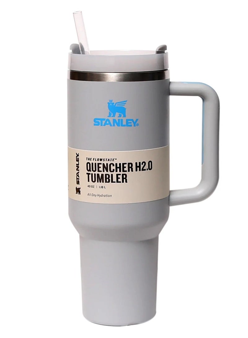 Quencher H2.0 FlowState Stainless Steel Vacuum Insulated Tumbler with Lid and Straw for Water, Iced Tea or Coffee, Smoothie and More, 40 oz