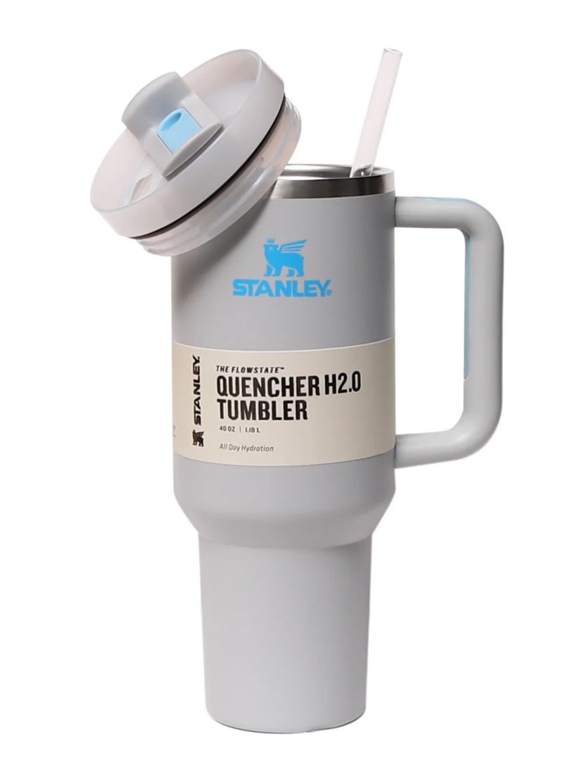 Quencher H2.0 FlowState Stainless Steel Vacuum Insulated Tumbler with Lid and Straw for Water, Iced Tea or Coffee, Smoothie and More, 40 oz