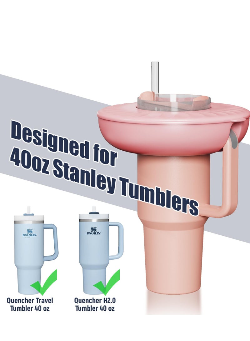 Snack Tray with Cover for Stanley Cup Accessories Reusable Snack Bowl for Stanley 40 oz Tumbler with Handle Silicone Snack Holder for Valentines Stanley Cup Owala Water Bottle Gifts for Women  - Image 2