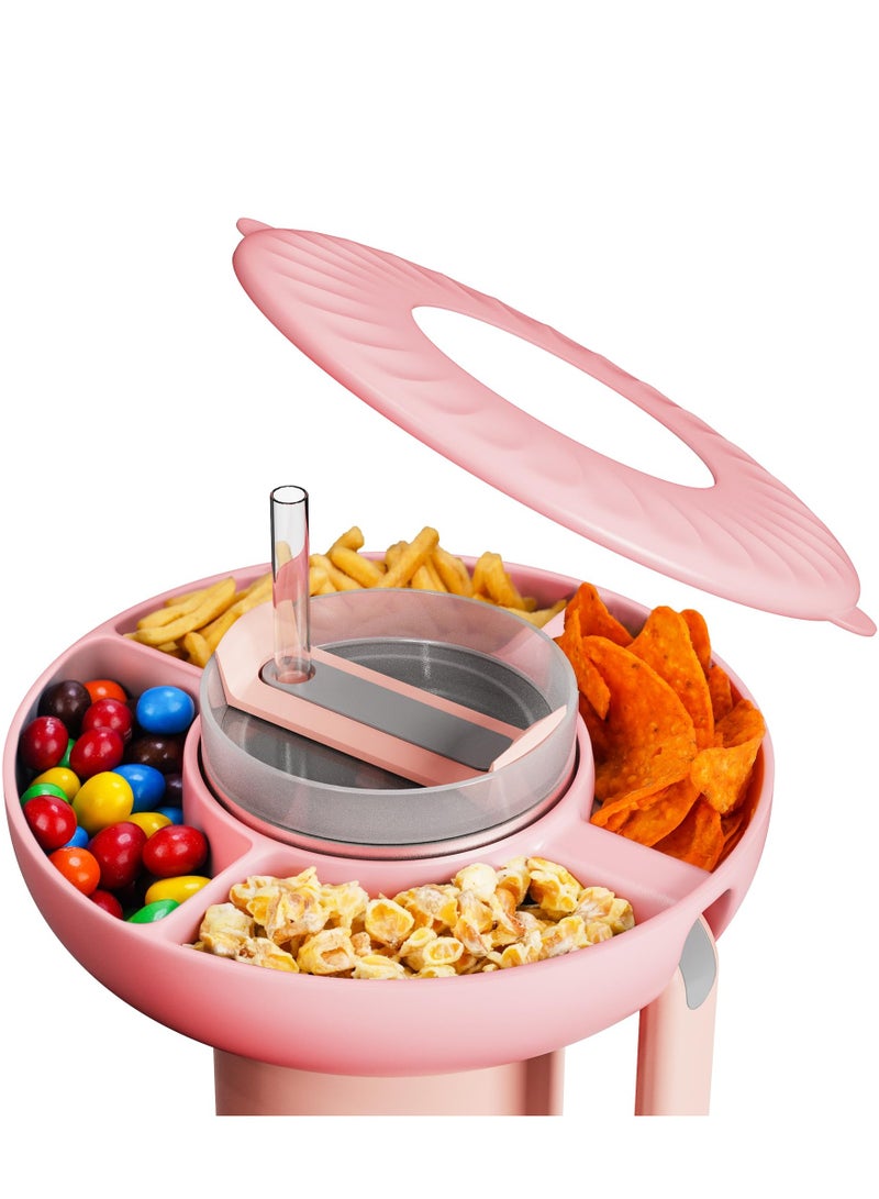 Snack Tray with Cover for Stanley Cup Accessories Reusable Snack Bowl for Stanley 40 oz Tumbler with Handle Silicone Snack Holder for Valentines Stanley Cup Owala Water Bottle Gifts for Women  - Image 1