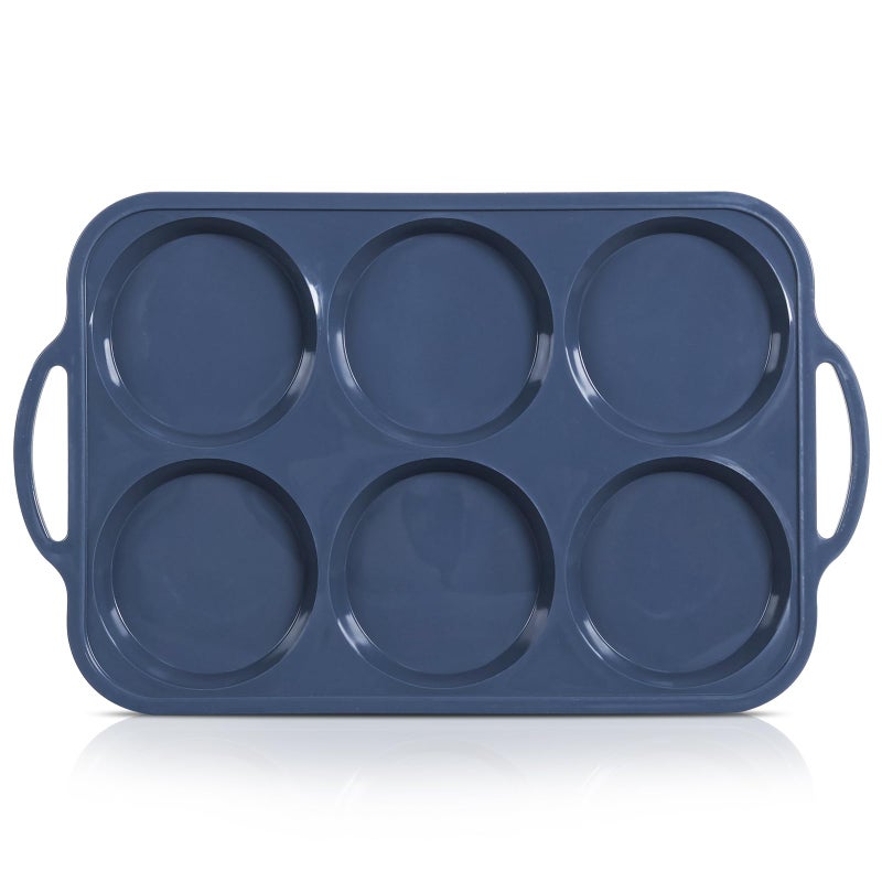 Vnray 4 Inch Jumbo Silicone Muffin Top Pan with Metal Frame, Non Stick Silicone Egg Mold for Oven, Large Whoopie Pie Baking Pan with Handle for English Breakfast Sandwich, Egg Bite, Bun Tart, Grey - Image 1