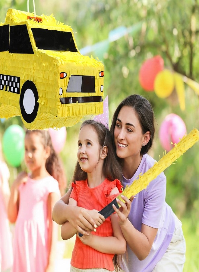 Soulchen Taxi Piñata New York Party Decorations Yellow Checkered Taxi Cab Piñata for NYC Birthday Decorations with Stick Blindfold and Confetti for New York Theme Party Favors Candy Birthday Supplies - Image 5