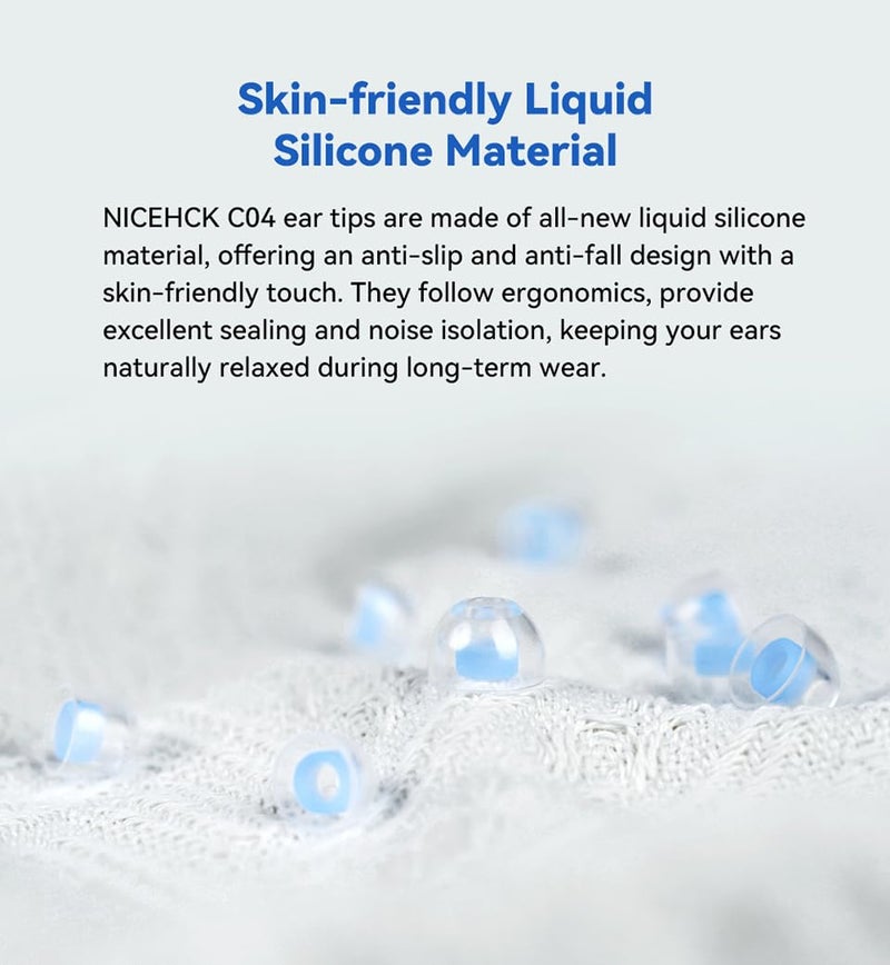 NICEHCK C04 4 Pairs Earbud Tips Soft Silicone Earbuds Replacement Tips Fit for in-Ear Headphones,Transparent Liquid Silicone Ear Tips, Earbud Replacement (SS/S/M/L, 1 Pair of Each) - Image 3
