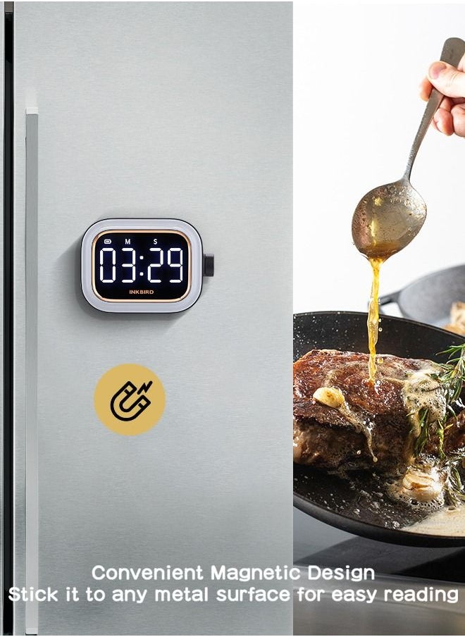 INKBIRD - INKBIRD IDT-02 Digital Timer Count-Up/Count-Down Timer with Large Backlit LED One-Button Operation USB Rechargeable Battery ECO Mode Portable Timer for Cooking Yoga Study - Image 1