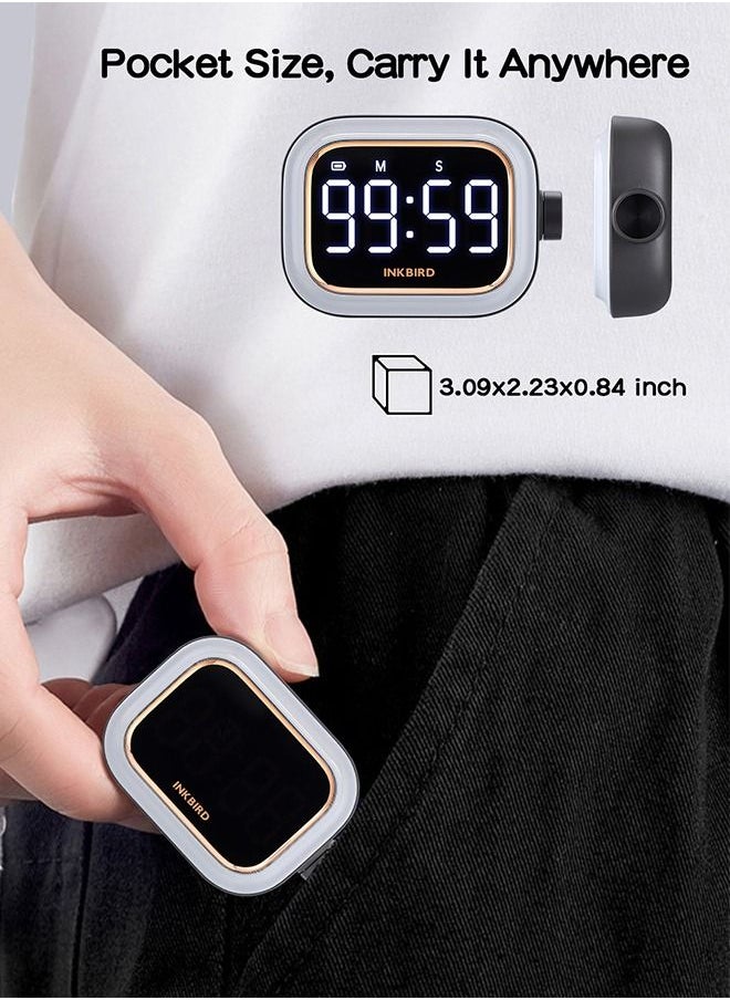 INKBIRD - INKBIRD IDT-02 Digital Timer Count-Up/Count-Down Timer with Large Backlit LED One-Button Operation USB Rechargeable Battery ECO Mode Portable Timer for Cooking Yoga Study - Image 1