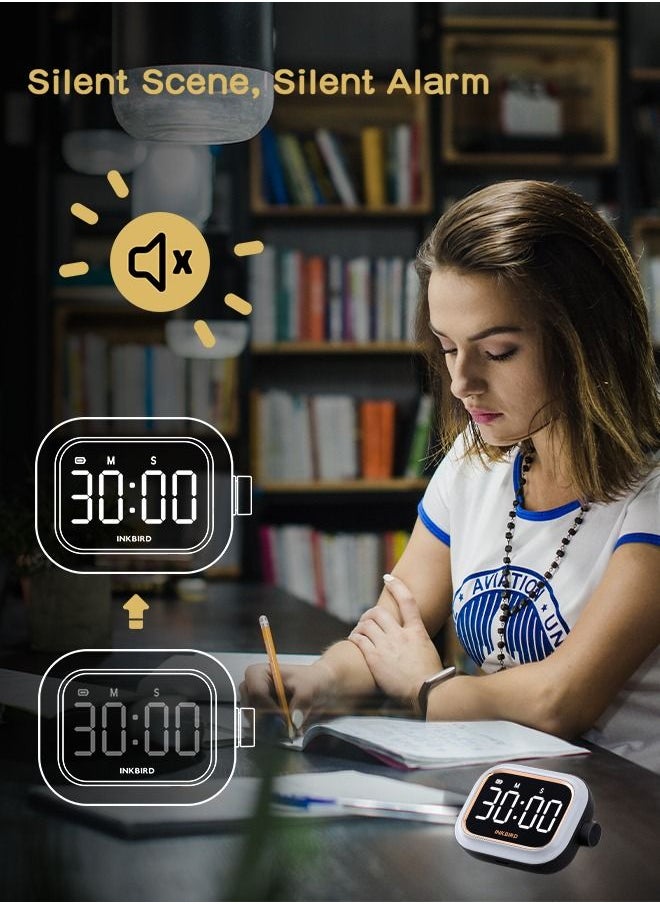 INKBIRD - INKBIRD IDT-02 Digital Timer Count-Up/Count-Down Timer with Large Backlit LED One-Button Operation USB Rechargeable Battery ECO Mode Portable Timer for Cooking Yoga Study - Image 1