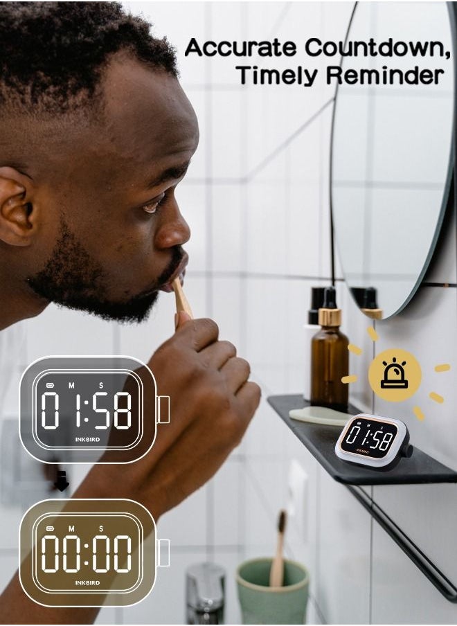 INKBIRD - INKBIRD IDT-02 Digital Timer Count-Up/Count-Down Timer with Large Backlit LED One-Button Operation USB Rechargeable Battery ECO Mode Portable Timer for Cooking Yoga Study - Image 1