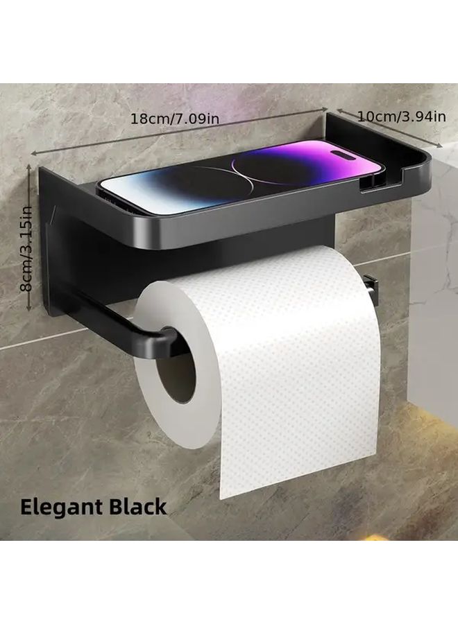 Wall Mounted Toilet Paper Holder With Storage Shelf Grey - Image 5