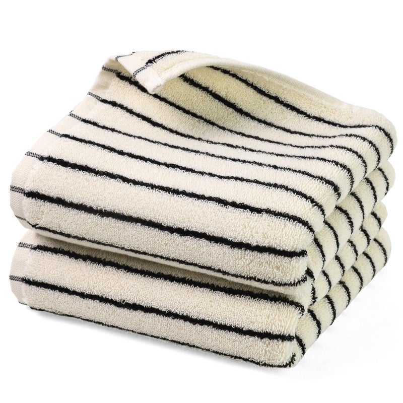 Jacquotha Black and White Striped Hand Towels for Bathroom Vintage Kitchen Decor Guest Use Adults Kids Natural Cotton 14 x 29