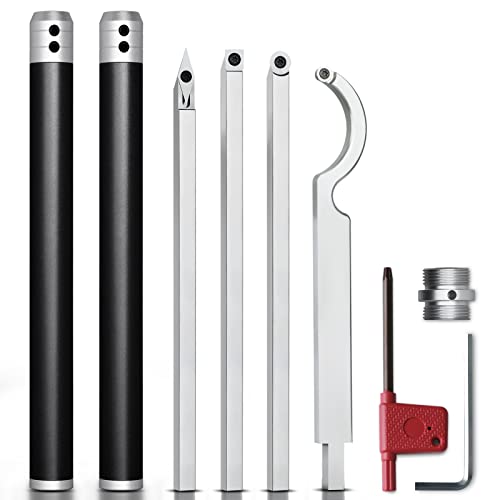 Feotvo Carbide Lathe Tools, Christmas Gifts,Wood Lathe Tools with Removable Handle, 【Latest Upgraded】Turning Tool with Adjustable Connector including Swan Neck Hollower, Rougher, Finisher(Alloy Tool Set) - Image 1