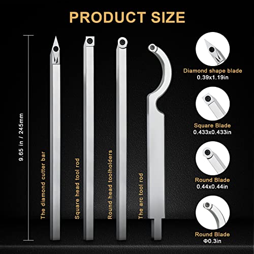 Feotvo Carbide Lathe Tools, Christmas Gifts,Wood Lathe Tools with Removable Handle, 【Latest Upgraded】Turning Tool with Adjustable Connector including Swan Neck Hollower, Rougher, Finisher(Alloy Tool Set) - Image 2