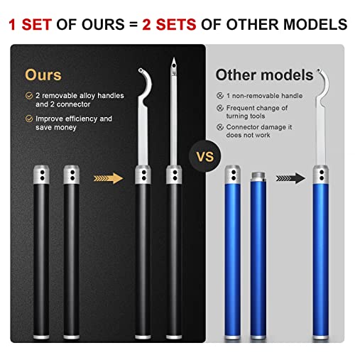 Feotvo Carbide Lathe Tools, Christmas Gifts,Wood Lathe Tools with Removable Handle, 【Latest Upgraded】Turning Tool with Adjustable Connector including Swan Neck Hollower, Rougher, Finisher(Alloy Tool Set) - Image 3
