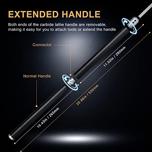 Feotvo Carbide Lathe Tools, Christmas Gifts,Wood Lathe Tools with Removable Handle, 【Latest Upgraded】Turning Tool with Adjustable Connector including Swan Neck Hollower, Rougher, Finisher(Alloy Tool Set) - Image 4