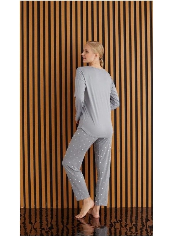 Women's Patterned Crew Neck Bamboo Long Sleeve Viscose Seasonal Pajama Set with Chest Pocket - pzsku/Z1D1BE2DE73A00B8955EAZ/45/_/1741272081/14ac492e-682c-49da-ae6c-346e86b5407f