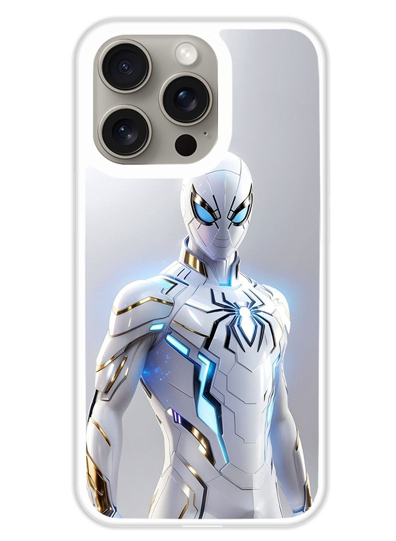 Theodor Protective Case Cover For APPLE IPHONE 15 Pro White Spider Man (White Bumper) - Image 1