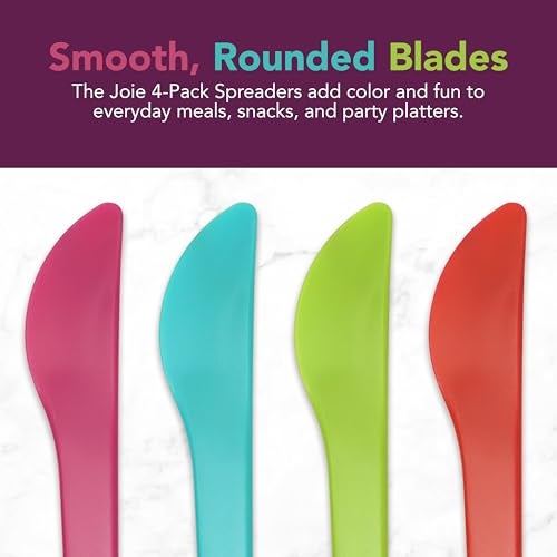 Joie Spreaders Set, Reusable Plastic Knives, Strong and Durable, Ideal for Butter, Jelly, Cream Cheese and Nut Butter, Handy Kitchen Tool, BPA-Free, Assorted Colors, 4 Count - Image 4