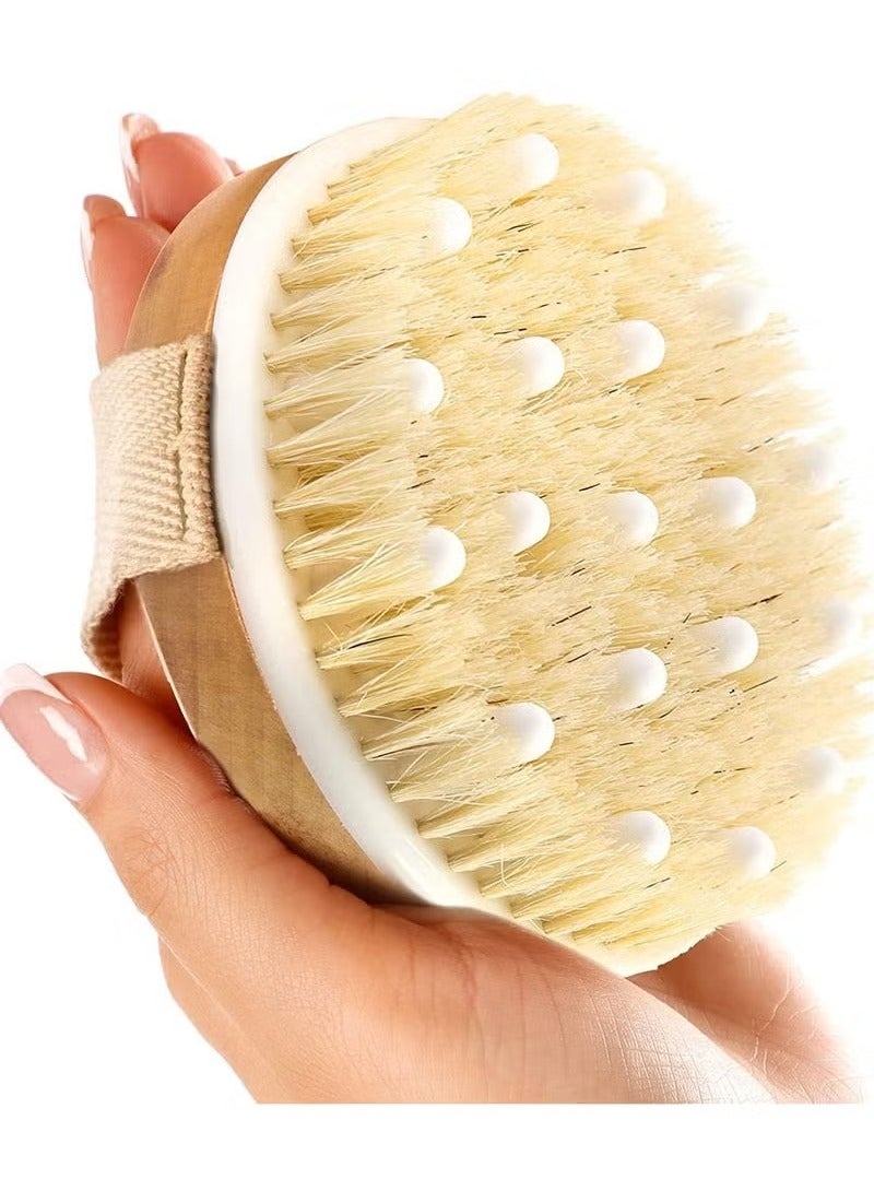 Loquat Dry and Bath Body Brush, Reduce Cellulite, Dry Brush for Cellulite and Lymphatic Drainage, Exfoliating Brush with Soft Massage Nodules, Shower Brush Body Scrubber - Image 1