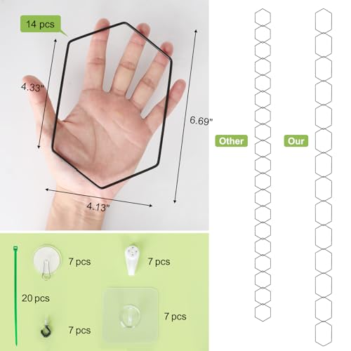 CAPHONT Chain Trellis for Climbing Plants Indoor 6.69 Inch Garden Trellis for Climbing Plants Metal Plant Supports Wall Trellis for Monstera, Pothos, Ivy, Roses Hexagonal Design Black (14 Pcs) - Image 2