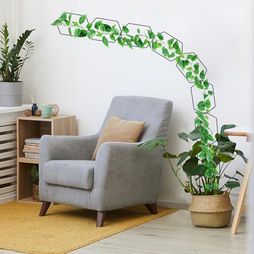 CAPHONT Chain Trellis for Climbing Plants Indoor 6.69 Inch Garden Trellis for Climbing Plants Metal Plant Supports Wall Trellis for Monstera, Pothos, Ivy, Roses Hexagonal Design Black (14 Pcs) - Image 4
