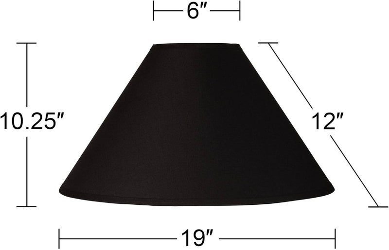 Springcrest Black Large Chimney Empire Lamp Shade 6" Top x 19" Bottom x 12" Slant (Spider) Replacement with Harp and Finial - - Image 4